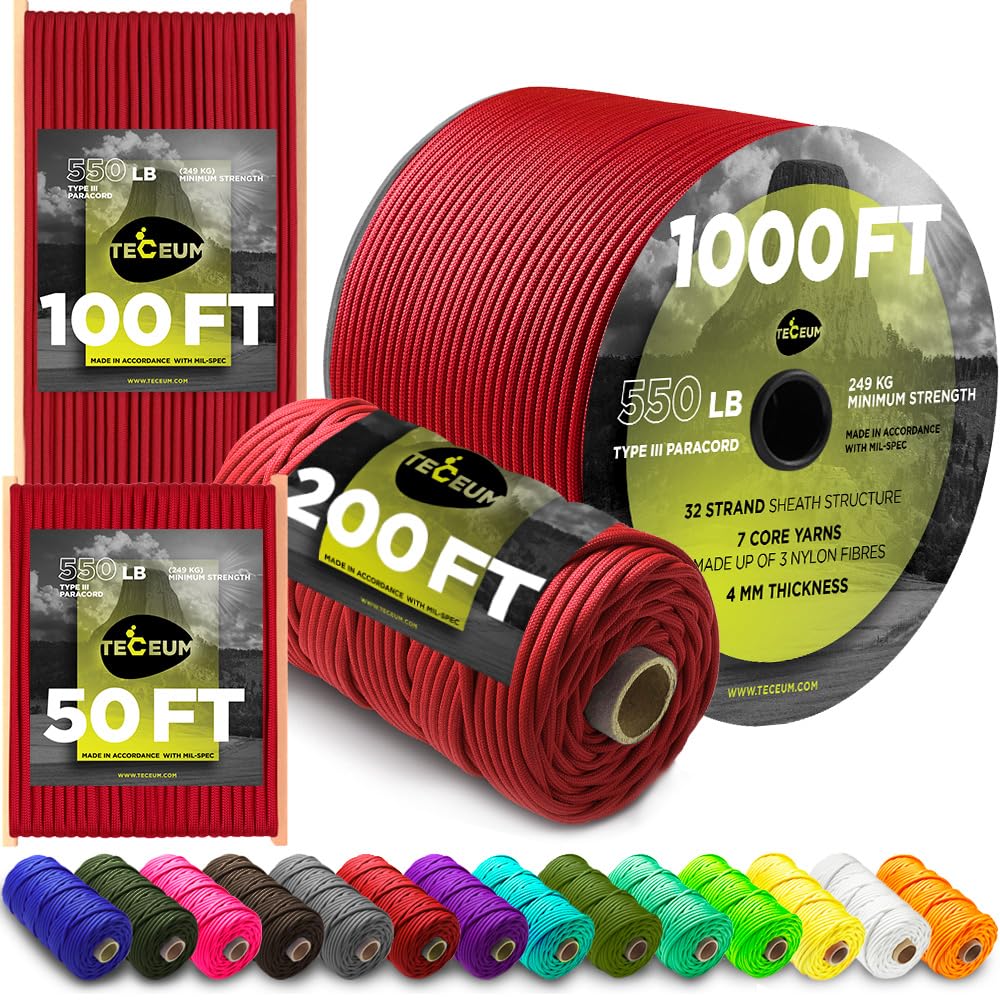 Paracord Rope 550 lb 4mm – Parachute Cord – Utility Camping Rope