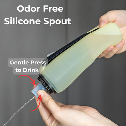 Handheld Running Water Bottle, Collapsible Silicone Foldable 350mL