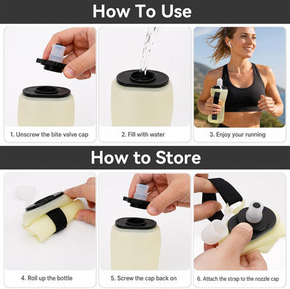 Handheld Running Water Bottle, 11.8OZ Collapsible Water Bottle