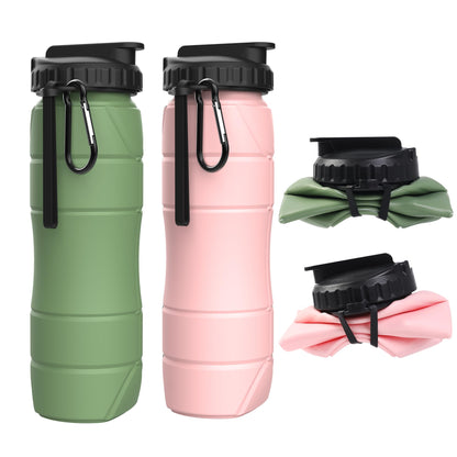 Collapsible Water Bottles, 22oz with Straw for Travel, Gym & Sports