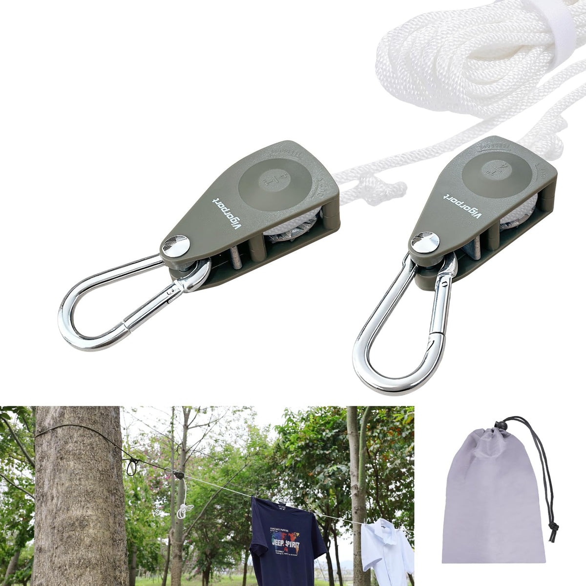Vigorport Retractable Travel Clothesline, Portable Clothes Laundry Line