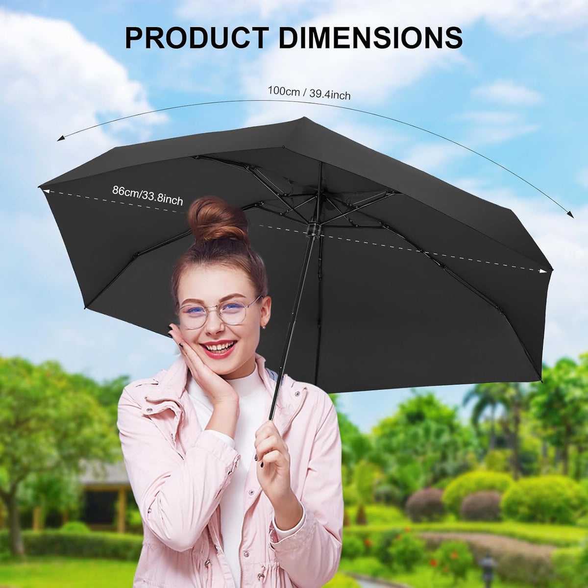 Mini Umbrella for Travel with Case Small Compact Sun Rain Tiny for Purse