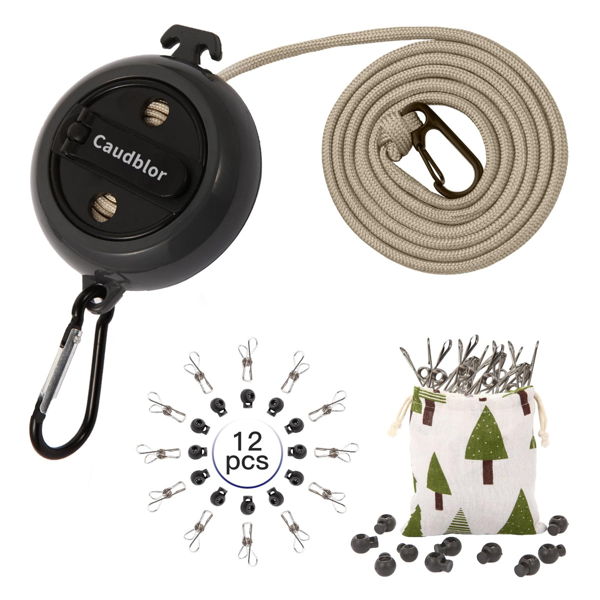 Portable Travel Clothesline, 33ft Camping Clothes line with Clothespins