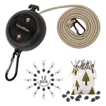 Portable Travel Clothesline, 33ft Camping Clothes line with Clothespins