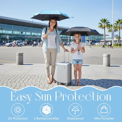 2 Pack Mini Folding Umbrella with Case, UPF 50+ for Purse