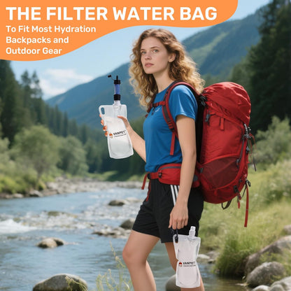 VANPET 1L Hiking Collapsible Water Bottles, 33OZ BPA-Free Plastic Flasks, Reusable Drink Bags, Foldable Backpacking Water Bottle for Travel Camping Hiking (4-Pack)