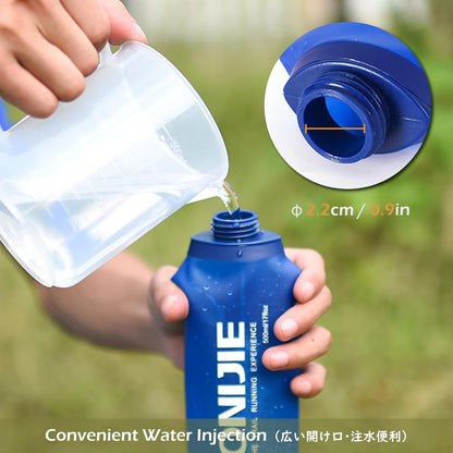 TRIWONDER TPU Soft Folding Water Bottles BPA-Free Collapsible Flask for Hydration Pack - Ideal for Running Hiking Cycling Climbing (250ml/8.45oz - Pack of 2)
