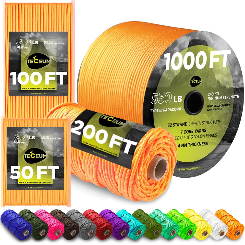 Paracord Rope 550 lb 4mm – Parachute Cord – Utility Camping Rope