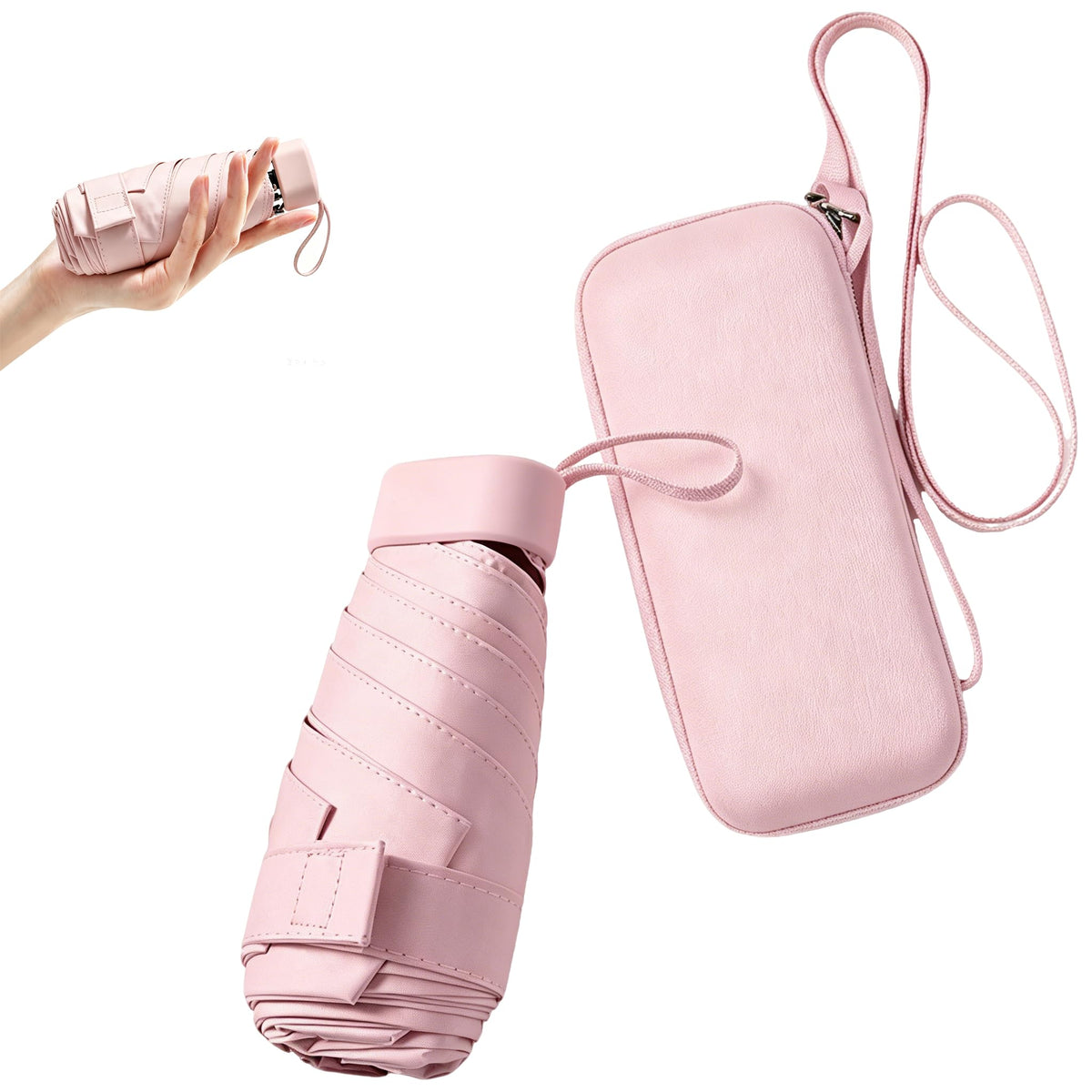 ESUFEIR Mini Sun Umbrella for Purse With Case