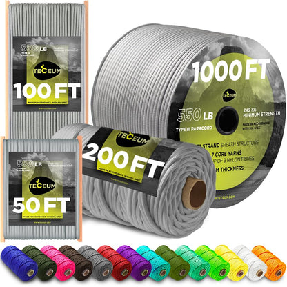 Paracord Rope 550 lb 4mm – Parachute Cord – Utility Camping Rope