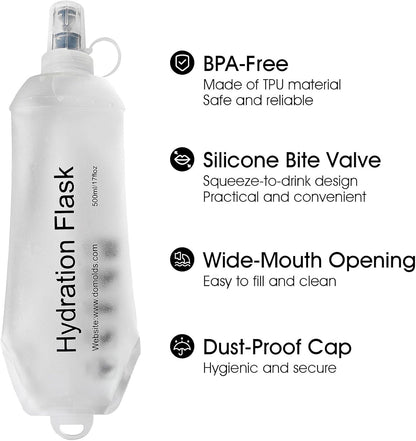 GUYI GYGYL Soft Flask Collapsible Water Bottle for Sports, 250ml White 2pcs