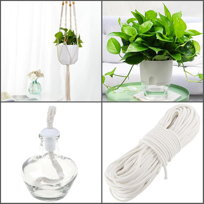FUNSUEI 2PCS 5/32 Inch 328 Feet White Cotton Clothesline Rope, Cotton Clothesline Cord, Natural Rope for Clothes Hanging, Plant Hanger, Knitting Crafts