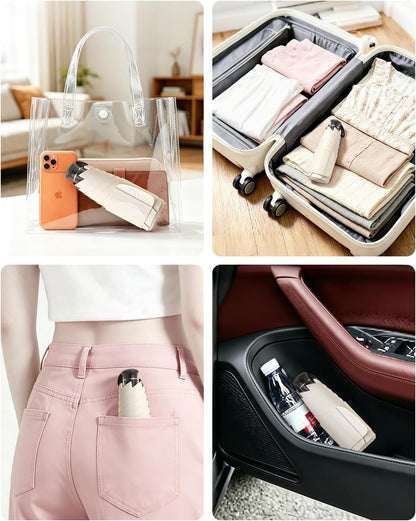 Mucat Mini Travel Umbrella with Retractable Handle