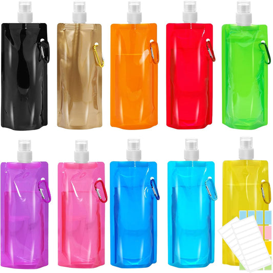 smilixin 10 Pack Collapsible Water Bottles,Collapsible Bag Water Bottles