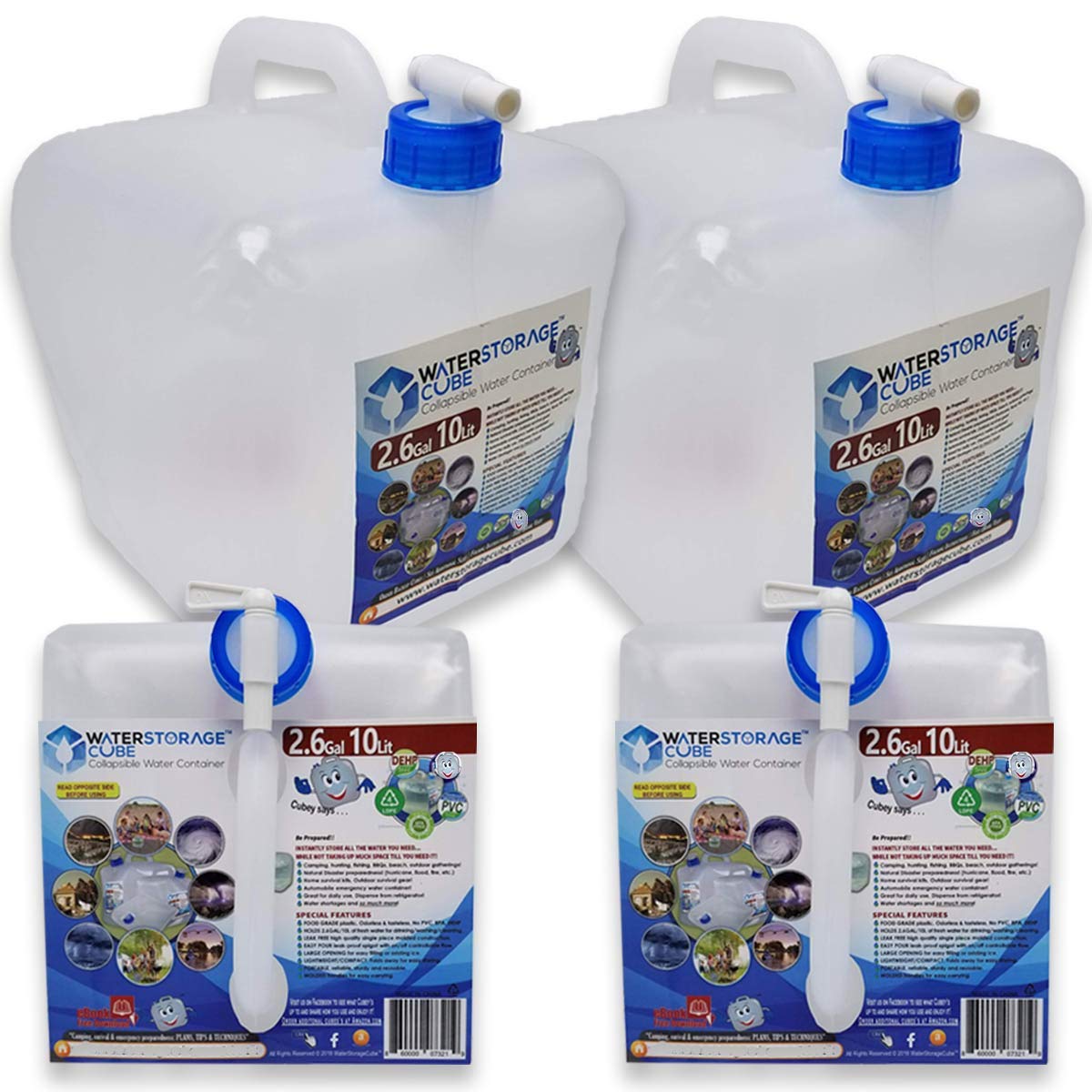 WaterStorageCube Collapsible Water Container with Spigot (5.3 Gal (2-Pack))