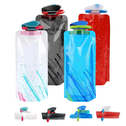 Jinora 4 Pack Collapsible Water Bottles for Travel – 20oz Foldable Water Bottle with Carabiner,Leakproof BPA-Free Water Jup, Portable Reusable Water Bottle for Hiking,Sports,Camping,Biking