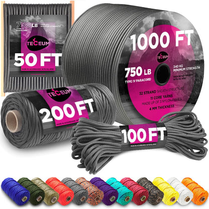 Paracord Rope 750lb 5/32 – Tent Camping Cord – Utility Outdoor Nylon Rope