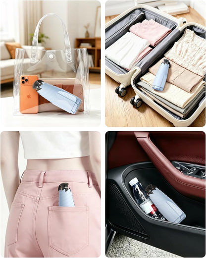 Mucat Mini Travel Umbrella with Retractable Handle