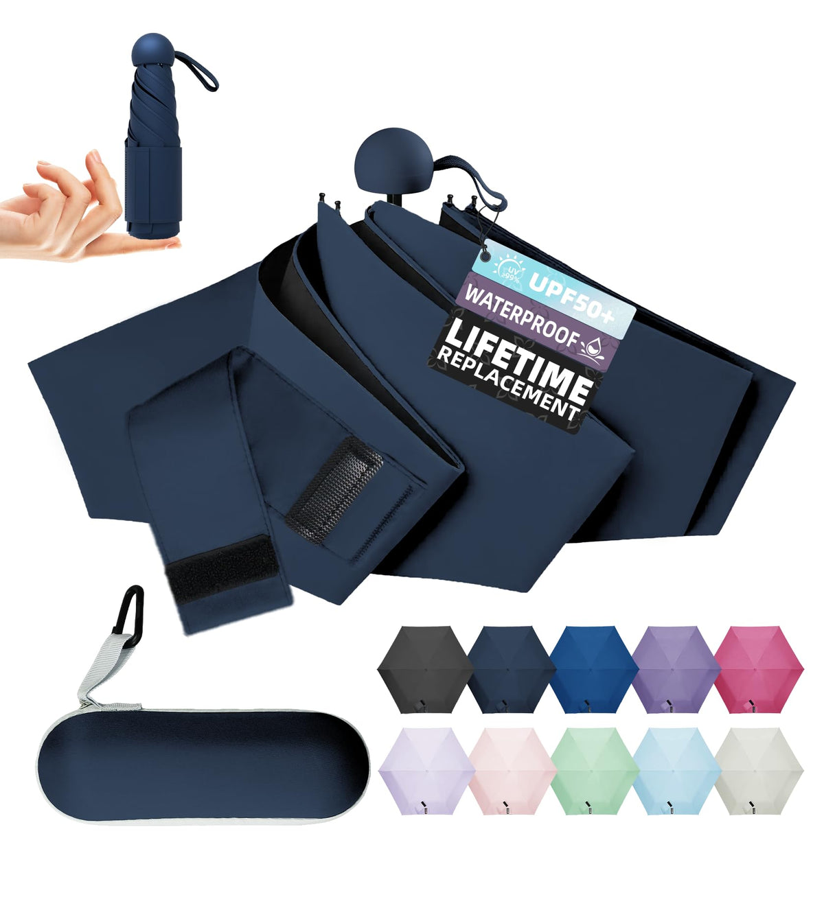 Umbrella Travel Size Mini Umbrella with UPF 100+ UV Rain Protection