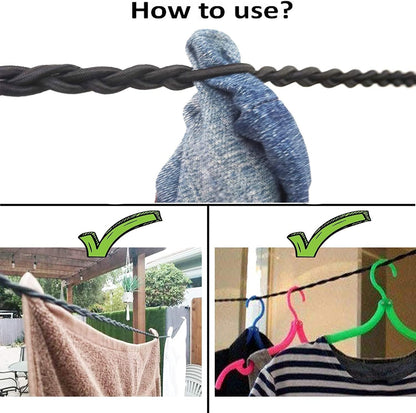 2 Pack Tri-Braided Cord Clothes Line Clothes Drying Rope Travel Clothesline Windproof Clothes Line for Longer Trips Where You Need to do Laundry in Your Room or Camping - No Hanger Needed