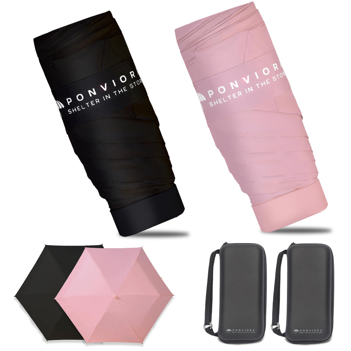 Compact Mini Windproof Travel Umbrella-UPF 50+ Sun & Rain Protection, Small Folding Design Fits in Pocket or Purse, Lightweight Portable with Case for Women, Men & Kids