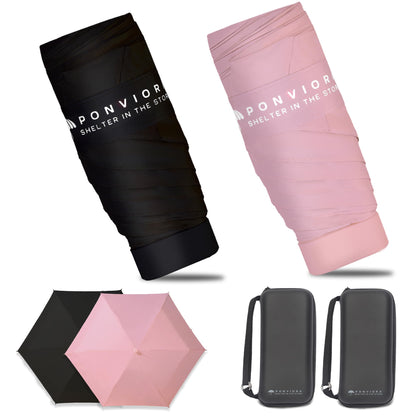 Compact Mini Windproof Travel Umbrella-UPF 50+ Sun & Rain Protection, Small Folding Design Fits in Pocket or Purse, Lightweight Portable with Case for Women, Men & Kids