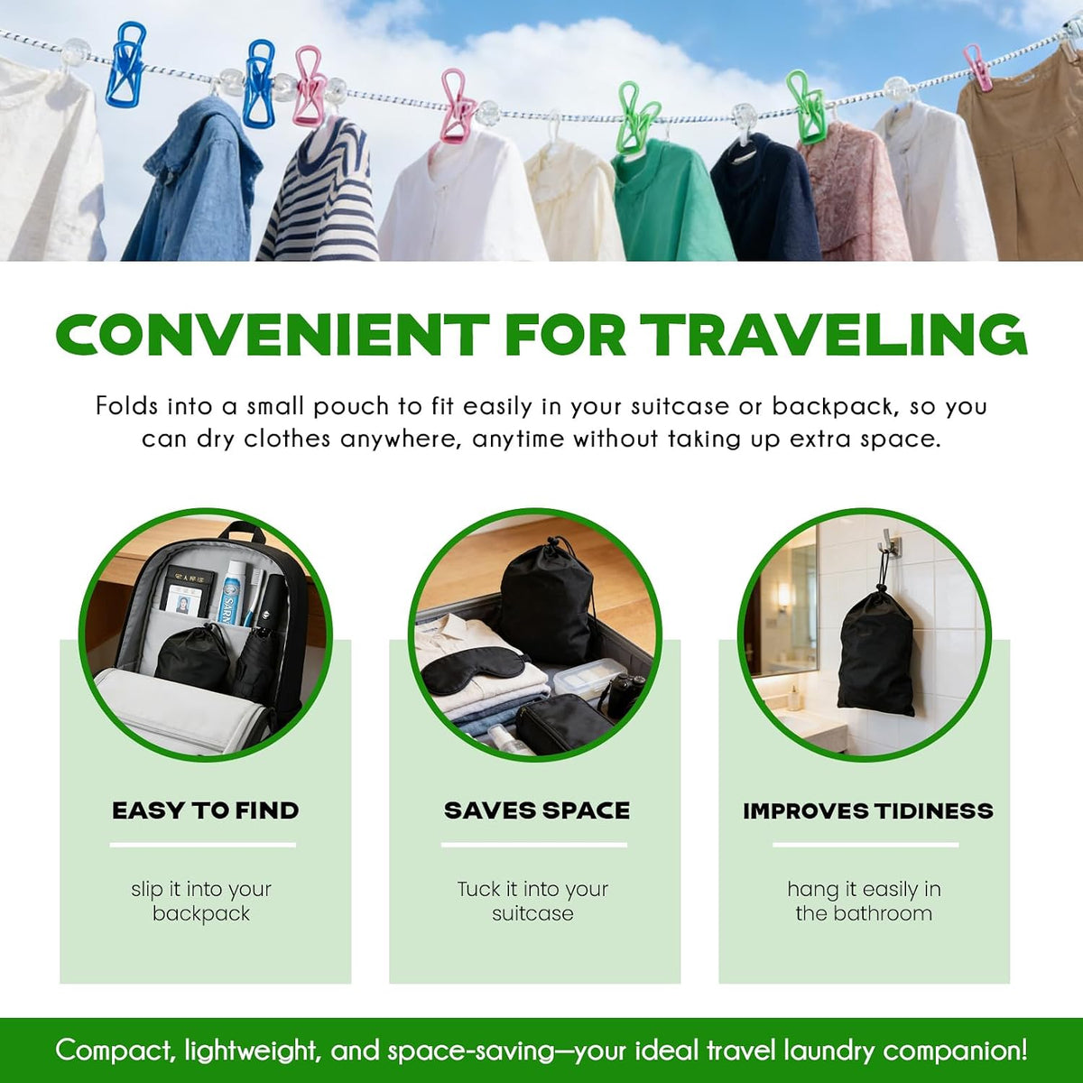 2 Pack Magnetic Retractable Clothes Line for Cabin - Approved 2026 Cruise Essentials Clothes Drying Rack Travel Clothesline with Clothespins - Strong Magnets Hooks RV and Camping