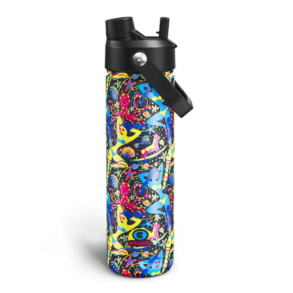 ENCOOL Insulated Water Bottle with Straw Stainless Steel Water Bottle, Leak-Proof, BPA-Free, Double Wall Vacuum Keeps Cold for 24 Hours for Sports, Travel, School (26 oz, Black Night)
