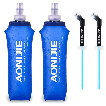 TRIWONDER TPU Soft Folding Water Bottles BPA-Free Collapsible Flask for Hydration Pack - Ideal for Running Hiking Cycling Climbing (250ml/8.45oz - Pack of 2)