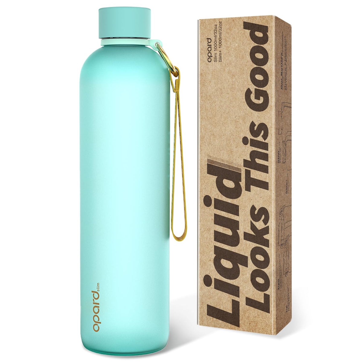 Opard Slim Water Bottle 32oz, Dishwasher Safe Plastic Water Bottle BPA-Free, Leakproof Screw Top, Forest Green, Reusable for Travel School Sport Gym Hiking