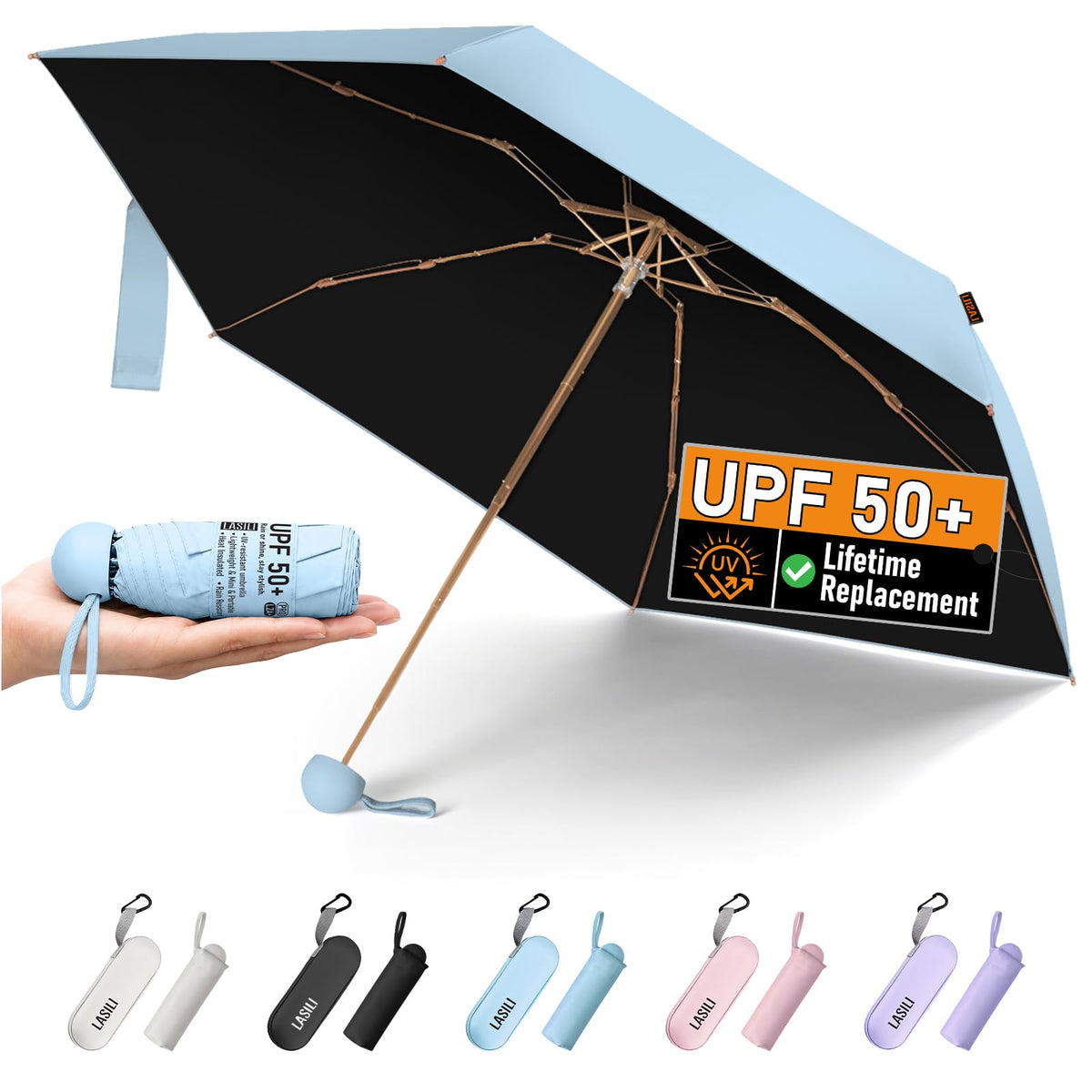 F3 MINI Travel Umbrella with UV Protection, Sun & Rain, 39" Arc