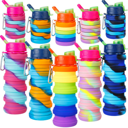 CHENGU 5 Pcs Collapsible Water Bottles for Travel 16 oz Silicone, Colorful