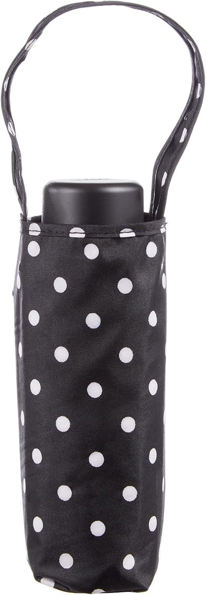 Totes Micro Mini Manual Compact Umbrella, NeverWet technology, Colorful dots on black, 38" arc Coverage