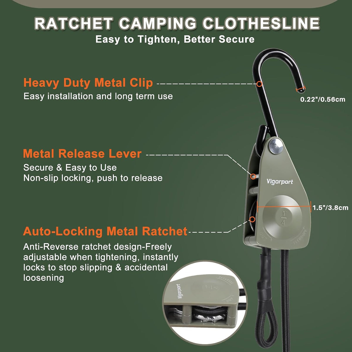 Vigorport Retractable Travel Clothesline, Heavy Duty Pulley Clothes Line
