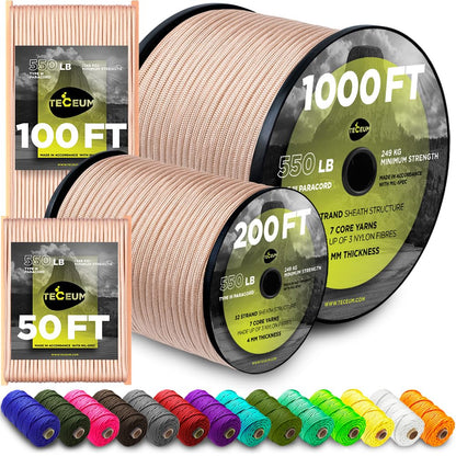 Paracord Rope 550 lb 4mm – Parachute Cord – Utility Camping Rope