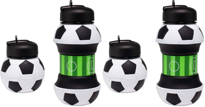 Maccabi Art Clip-On Collapsible 1 Liter, 34 oz. size BPA-Free Silicone Soccer Ball Large Water Bottle for Kids