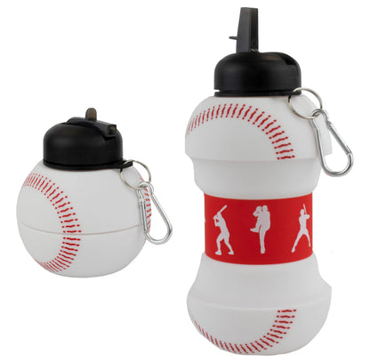 Maccabi Art Clip-On Collapsible 1 Liter, 34 oz. size BPA-Free Silicone Soccer Ball Large Water Bottle for Kids