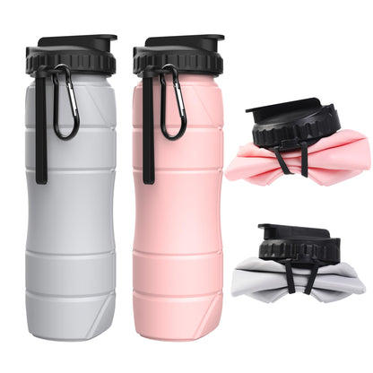 Collapsible Water Bottles, 22oz with Straw for Travel, Gym & Sports