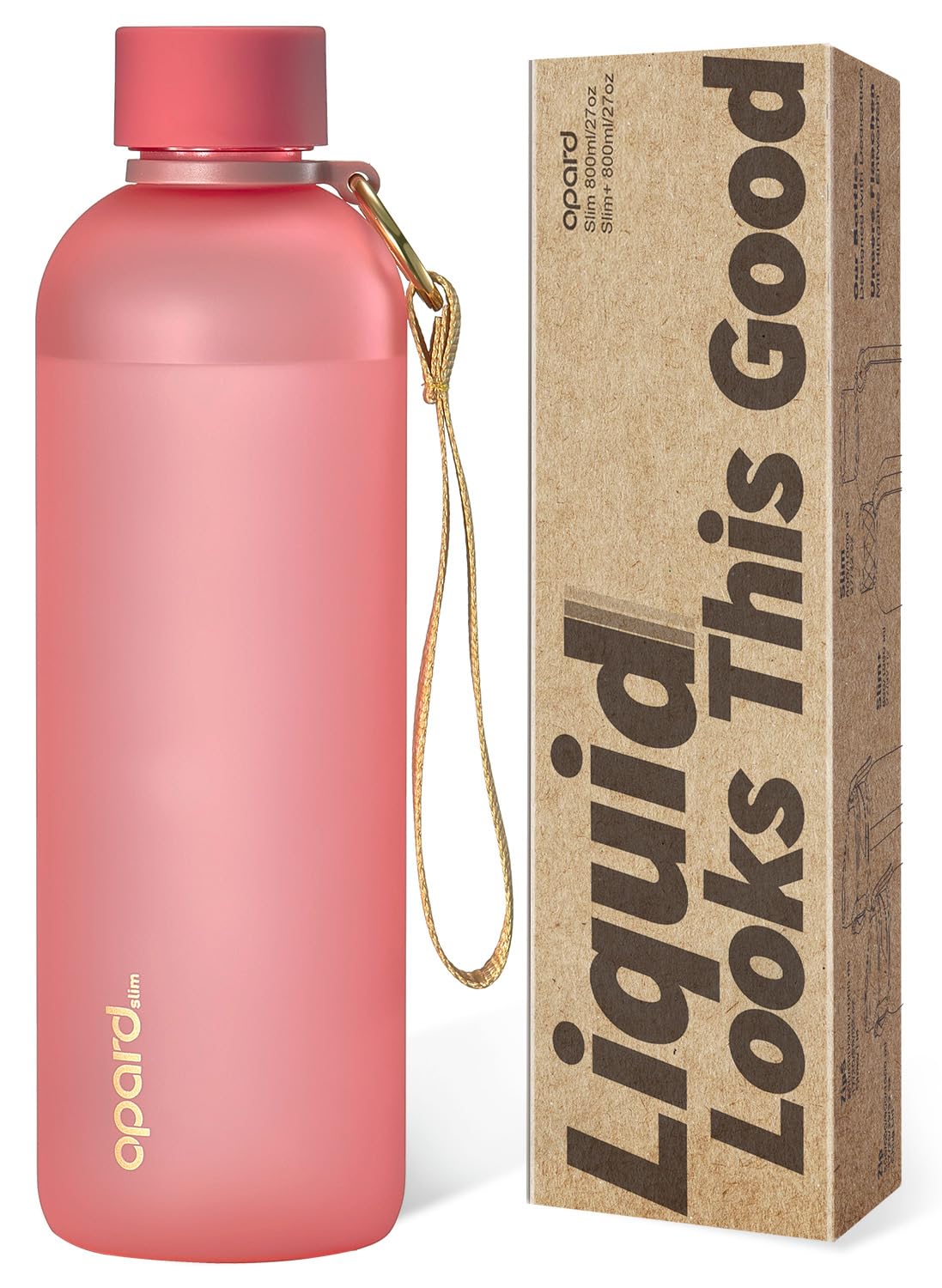 Opard Slim Water Bottle 32oz, Dishwasher Safe Plastic Water Bottle BPA-Free, Leakproof Screw Top, Forest Green, Reusable for Travel School Sport Gym Hiking