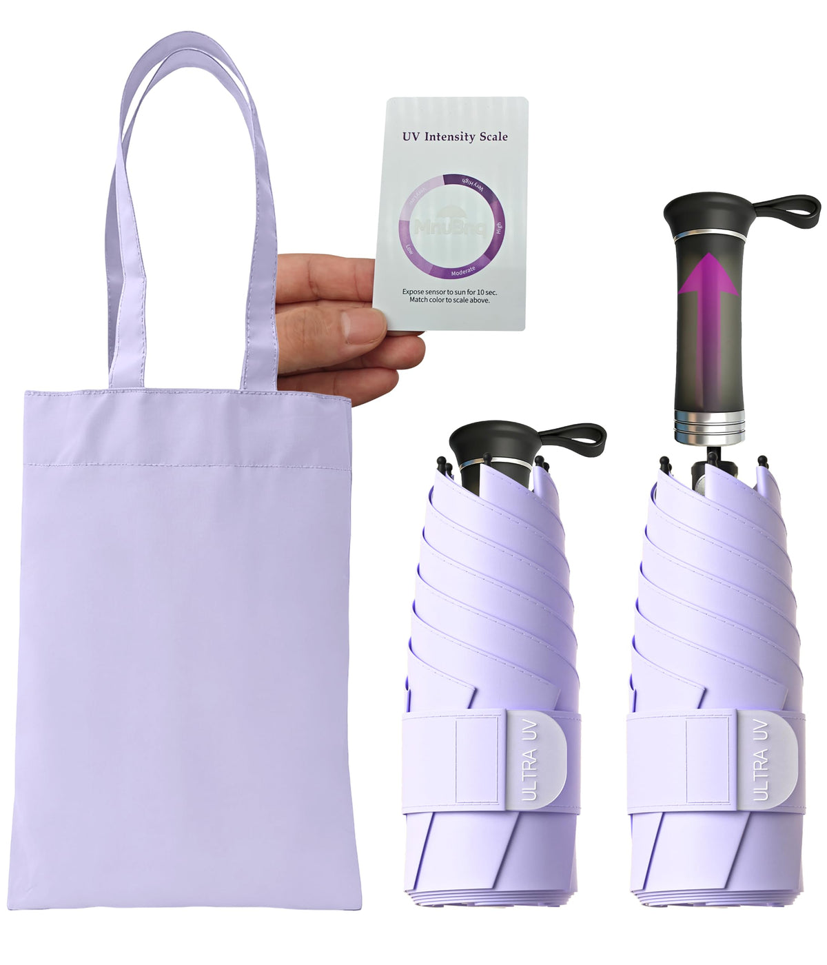 Mini Travel UV Umbrella Hidden Handle Ultra Compact Sun UPF 50+