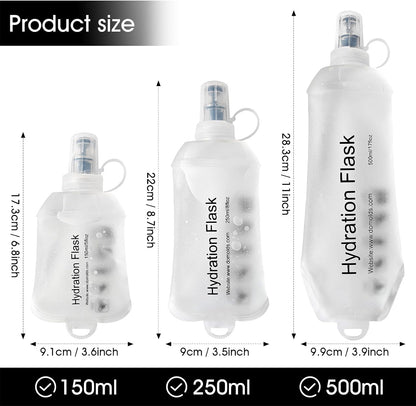 GUYI GYGYL Soft Flask Collapsible Water Bottle for Sports, 250ml White 2pcs