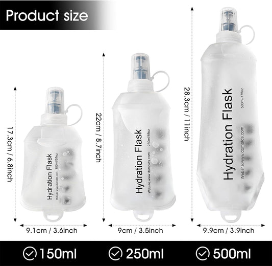 GUYI GYGYL Soft Flask Collapsible Water Bottle for Sports, 250ml White 2pcs