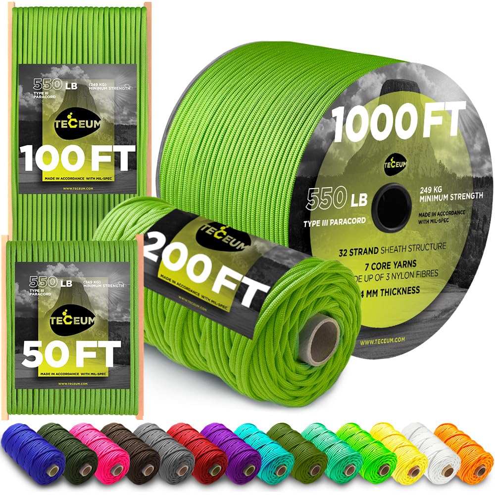 Paracord Rope 550 lb 4mm – Parachute Cord – Utility Camping Rope