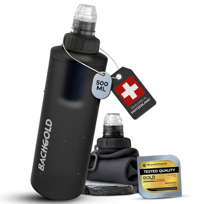 Bachgold Squeeze Filtered Water Bottle, Collapsible Portable Camping Filter