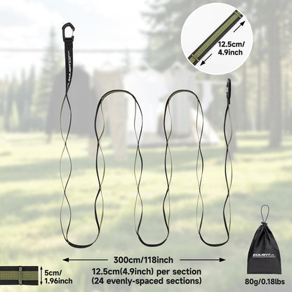 EULANT Portable Travel Clothesline with 24 Hanging Holes w/Storage Bag,10Ft
