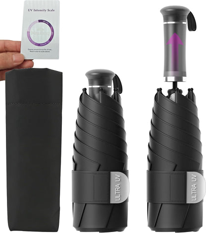 Mini Travel UV Umbrella Hidden Handle Ultra Compact Sun UPF 50+