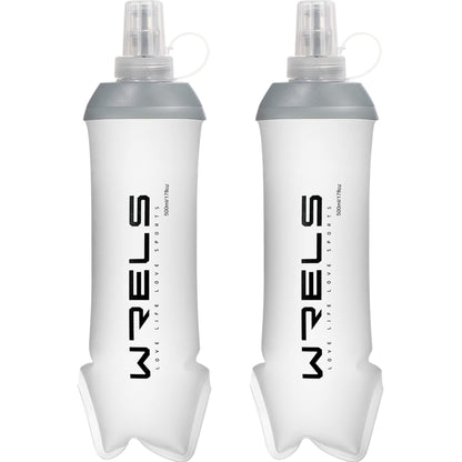 WRELS Running Water Bottle,250ml/350ml/500ml TPU Soft Flask,Collapsible Water Bottles for Hydration Vests and Running Belts Backpack, Soft Water Bottles For Hiking Cycling Climbing