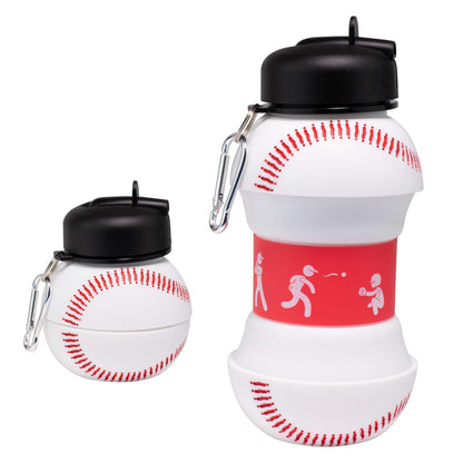 Maccabi Art Clip-On Collapsible 1 Liter, 34 oz. size BPA-Free Silicone Soccer Ball Large Water Bottle for Kids