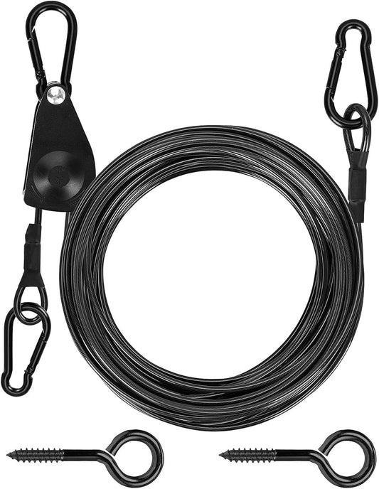 TooTaci Outdoor Clothesline Kit with Self-Locking Pulley, 45FT 3/16" Cable