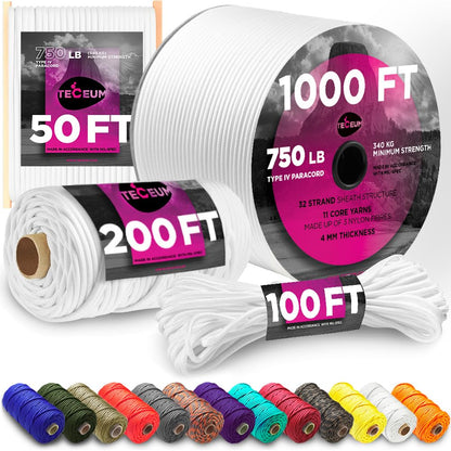 Paracord Rope 750lb 5/32 – Tent Camping Cord – Utility Outdoor Nylon Rope